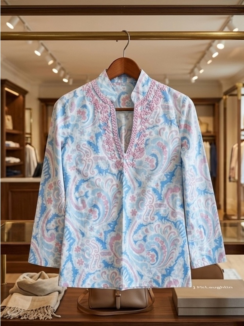 J McLaughlin Pastel Paisley Tunic Top-Small